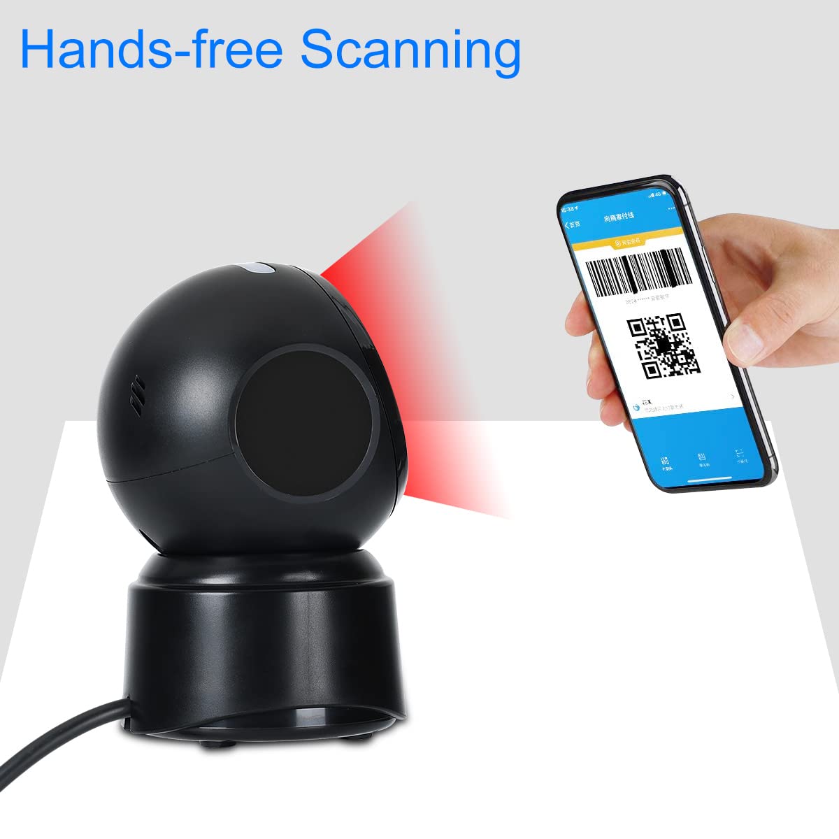 Kercan Barcode Scanner KR-PT12 Omnidirectional Scanning Platform 1D 2D Omnidirectional Hands-Free Automatic USB Barcode Scanner for Supermarket Warehouse Store Express Delivery