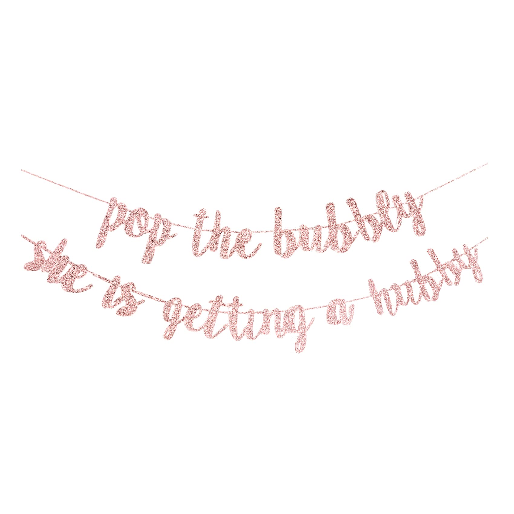 Bachelorette Party Decorations, Bridal Shower, Engagement Banner “Pop The Bubbly She is Getting a Hubby” Wedding Golden Photo Props Bride to be Backdrop Decor Supplies Favors (Rose Gold)