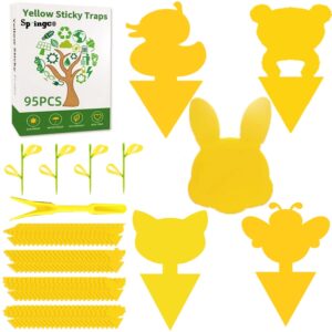 springco 100 pack fruit fly traps yellow sticky traps gnat sticky traps for indoor/outdoorgnat traps for house indoor (95（95+4+1） 100pack)