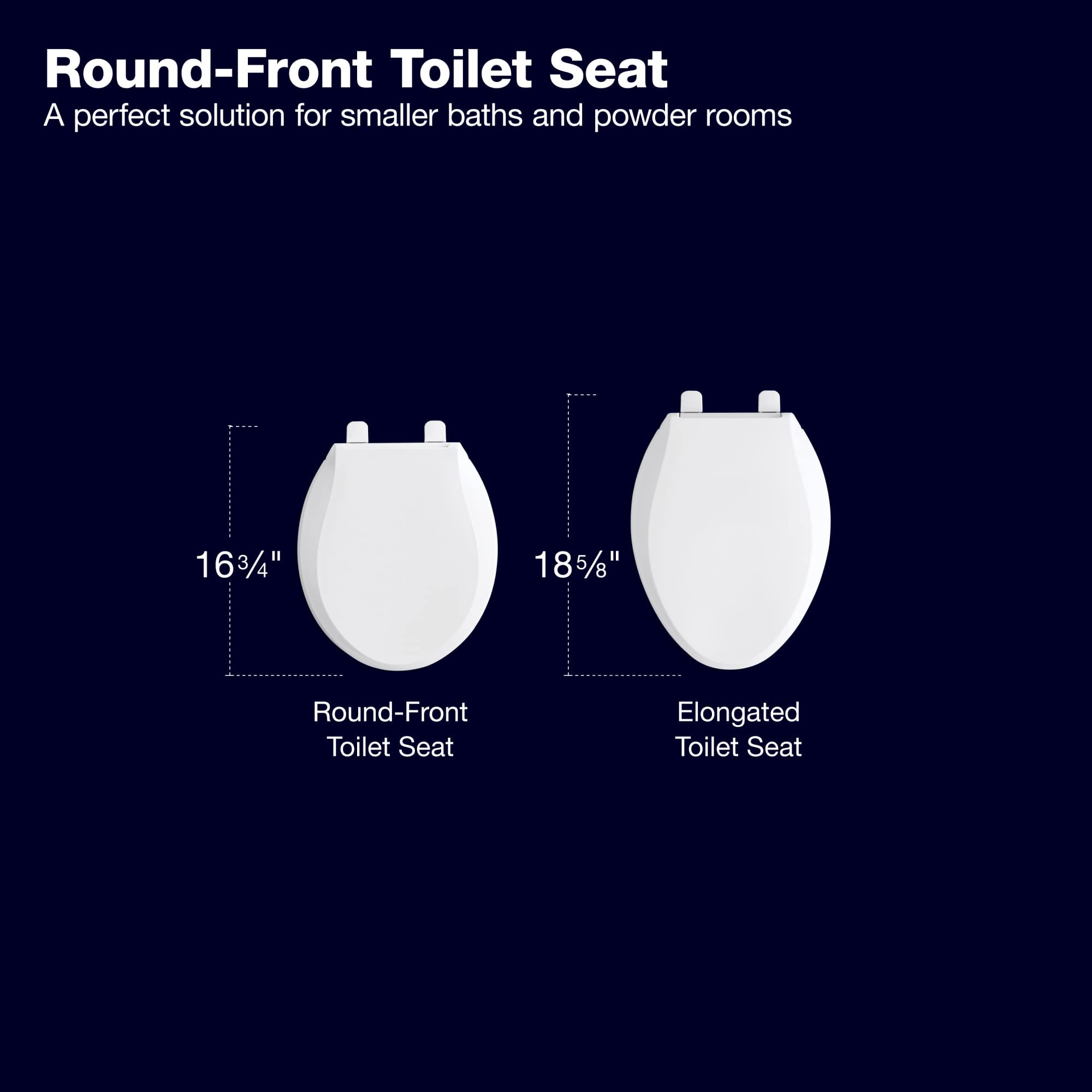 KOHLER K-26802-0 Impro ReadyLatch Quiet Close Round-Front Toilet Seat, Round Toilet Seat, Soft Close Toilet Seat, White