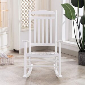 BplusZ Outdoor Rocking Chairs Set of 2 Patio Rocker Furniture for Porch Garden Lawn Indoor Classic Arm Chairs White