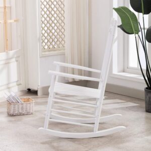 BplusZ Outdoor Rocking Chairs Set of 2 Patio Rocker Furniture for Porch Garden Lawn Indoor Classic Arm Chairs White