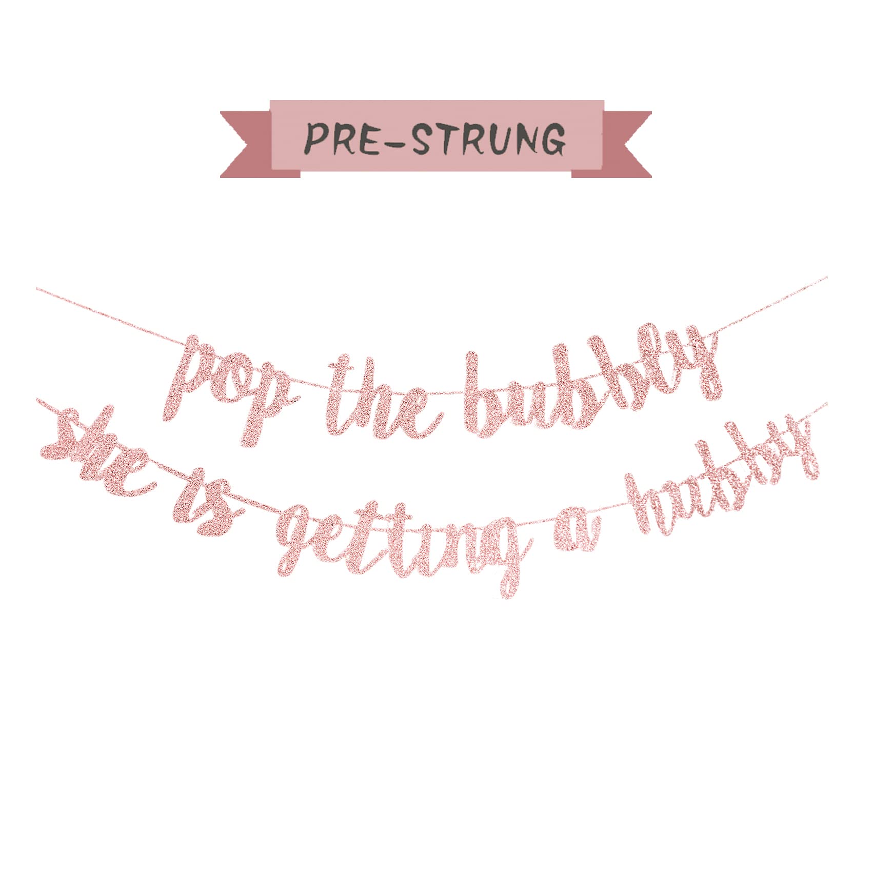 Bachelorette Party Decorations, Bridal Shower, Engagement Banner “Pop The Bubbly She is Getting a Hubby” Wedding Golden Photo Props Bride to be Backdrop Decor Supplies Favors (Rose Gold)