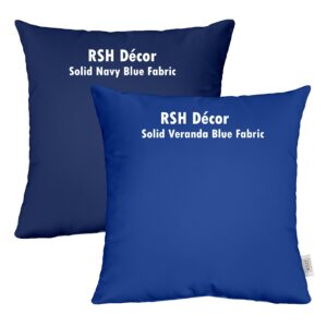 RSH DECOR: Lumbar Throw Pillows Set of 2 | 20” x 12" | All-Weather Spun Fabric | Water and Fade-Resistant | Outdoor Support Pillows for Patio Furniture | Veranda Blue