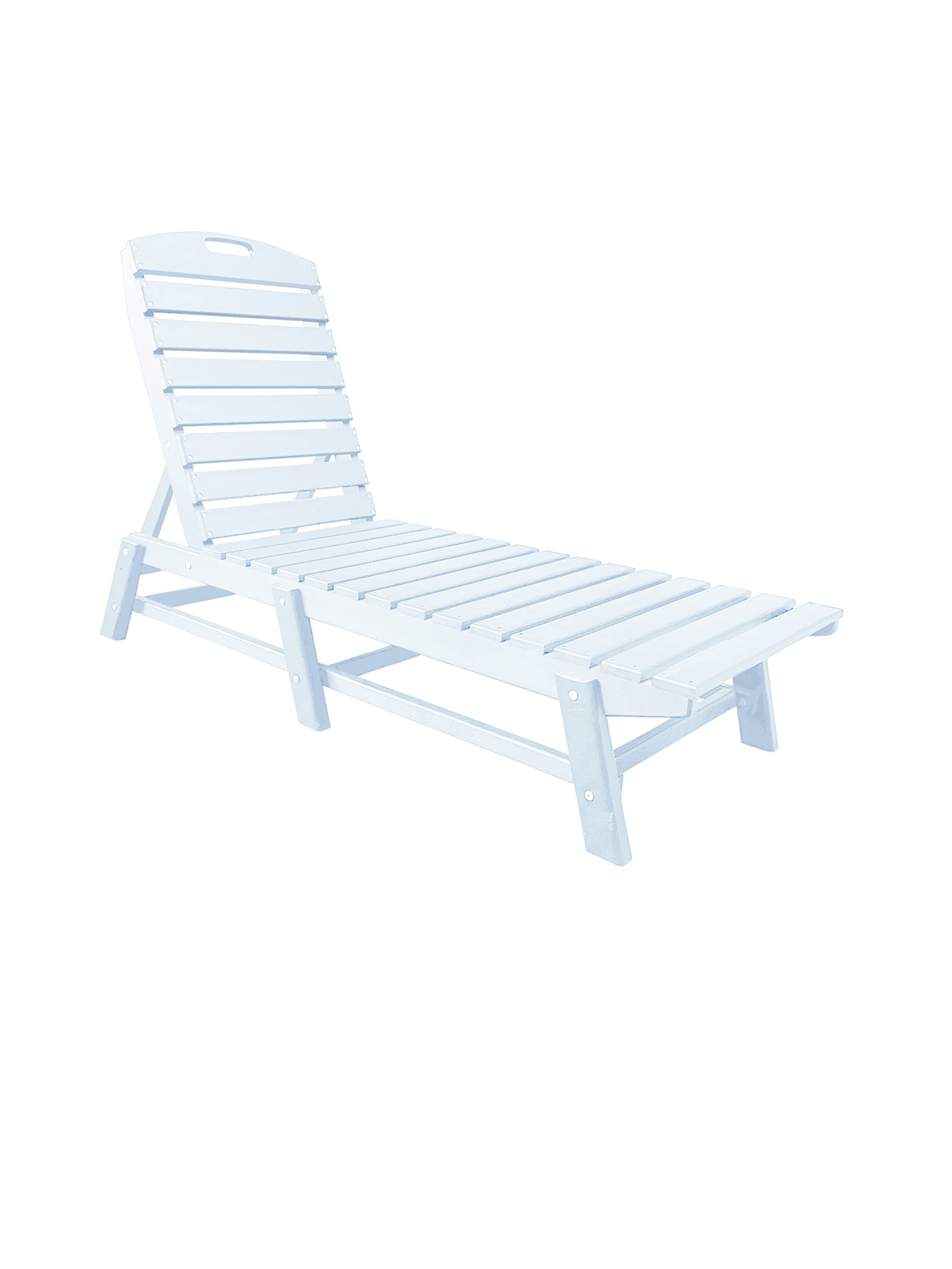 Phat Tommy Outdoor Pool Chaise Lounge, Heavy-Duty Beach Lounger - Folding, HDPE, Recycled Poly Furniture - Reclining Lounge Chair for Patio, Deck, Beach, Cabana, or Poolside, White