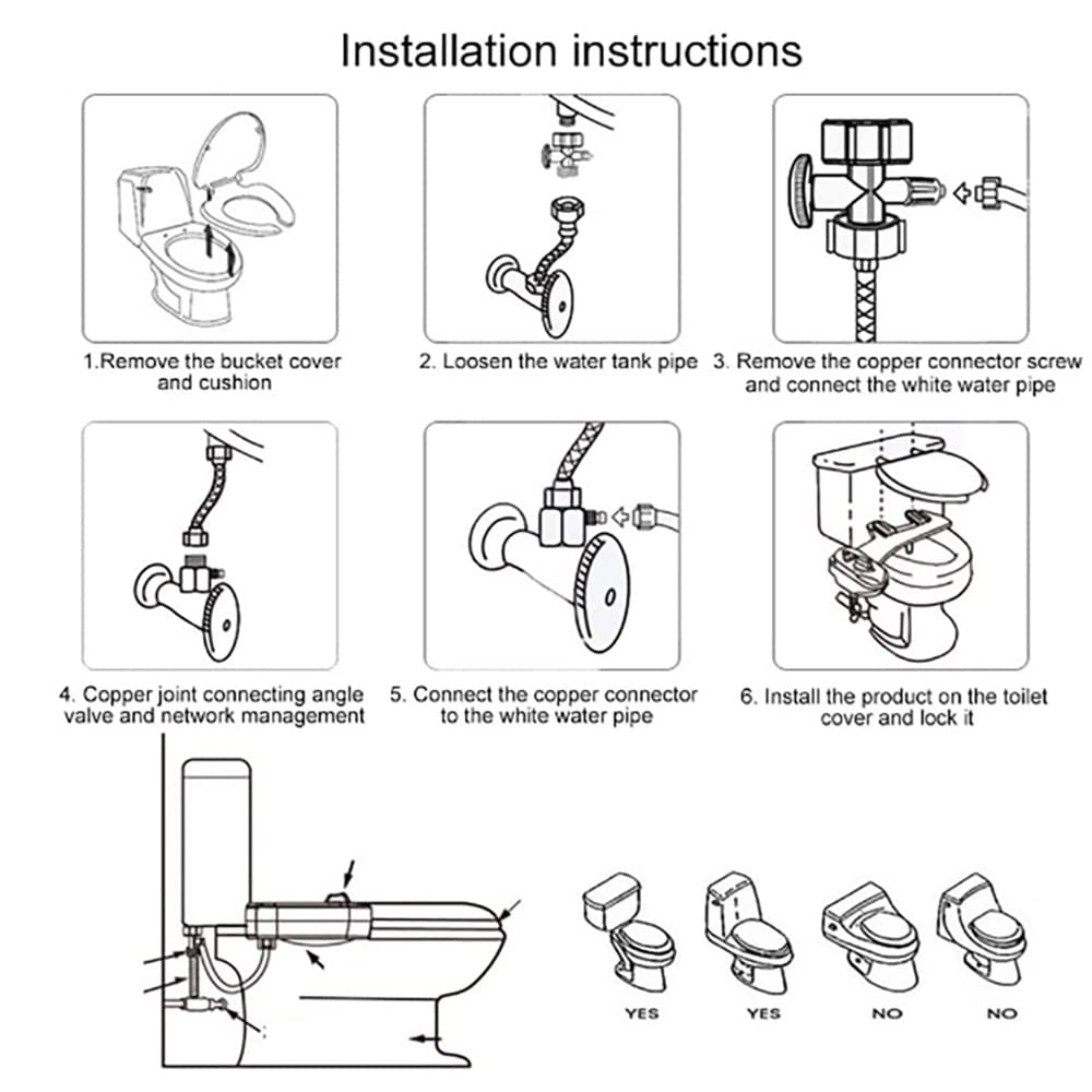 RADAAB Hot and Cold Water Non-Electric Bidet Attachment for Toilet, Self Cleaning and Single Nozzle for Women and Rear Wash (White