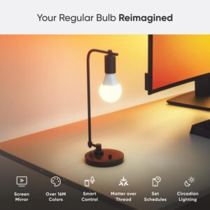 Nanoleaf Essentials Smart LED Color-Changing Light Bulb (60W) - RGB & Warm to Cool Whites, App & Voice Control (Works with Apple Home, Google Home, Samsung SmartThings) (Matter A19 (3 Pack))