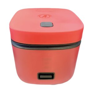 ANNAPURNA DISTRIBUTOR Mini Rice Cooker, Healthy Ceramic Coating 1.2L Small Rice Cooker hold 1-2.5 cups uncooked rice for 1-3 People, Portable Travel Rice Cooker with Steam Tray, Easy to use. (Red)