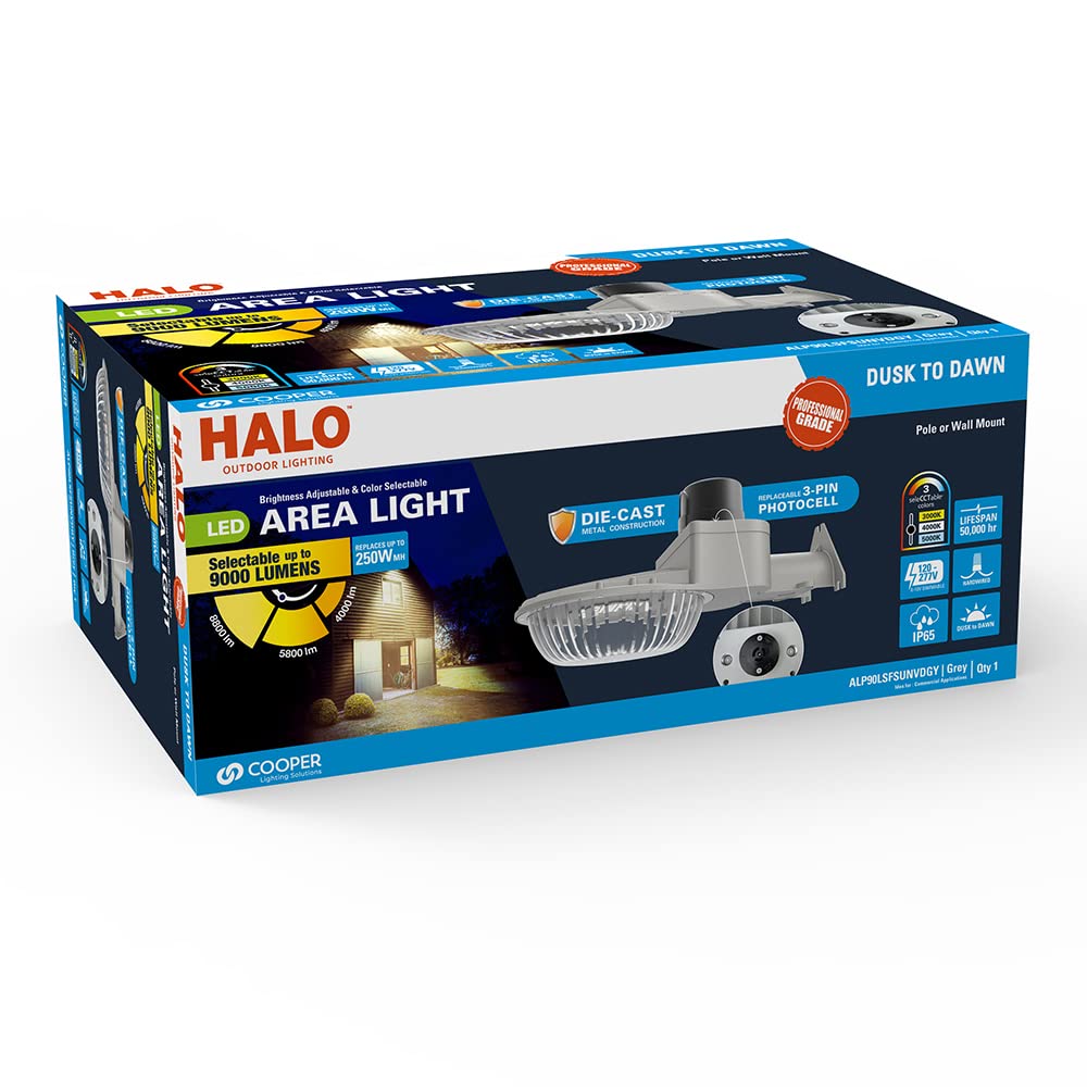 HALO ALP 250-Watt Equivalent Integrated LED Grey Premium Area Light Field Selectable CCT 3000K/4000K/5000K