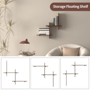 Serwrsw Engineered Wood DIY Floating Book Shelves for Wall, MDF Wooden Wall Mounted Hanging Bookshelves Decor, Tabletop or Wall Shelves for Bedroom Kids Nursery Room, Brown