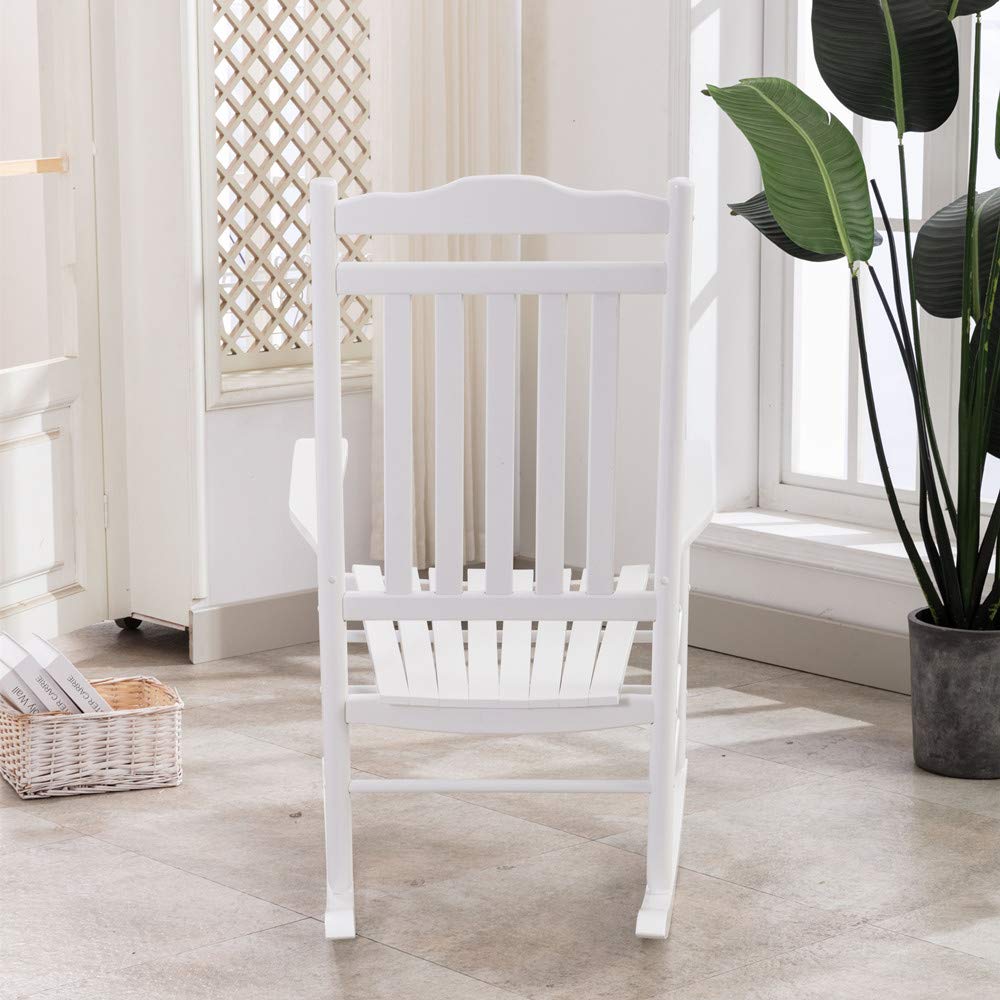 BplusZ Outdoor Rocking Chairs Set of 2 Patio Rocker Furniture for Porch Garden Lawn Indoor Classic Arm Chairs White