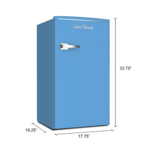 West Bend WB0310RCRXRB Retro Mini Fridge for Home Office or Dorm, Manual Defrost and Adjustable Temperature, 3.1-Cu.Ft, Robin's Egg Blue