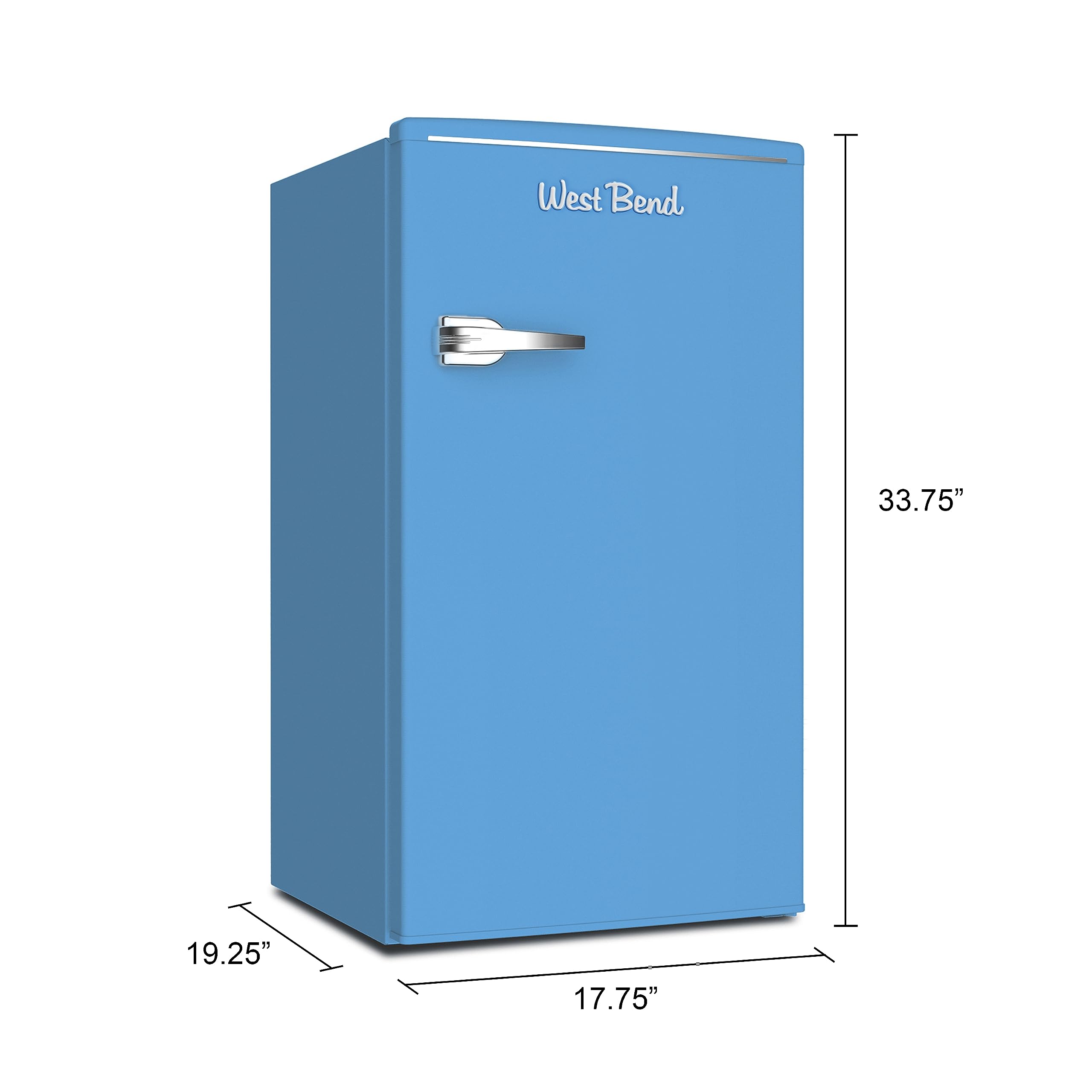 West Bend WB0310RCRXRB Retro Mini Fridge for Home Office or Dorm, Manual Defrost and Adjustable Temperature, 3.1-Cu.Ft, Robin's Egg Blue