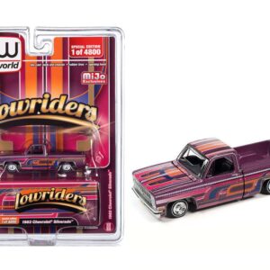 1983 Chevy Silverado Pickup Truck Purple Met. w/Graphics Lowriders Ltd Ed to 4800 Pieces Worldwide 1/64 Diecast Model Car by Auto World CP8026