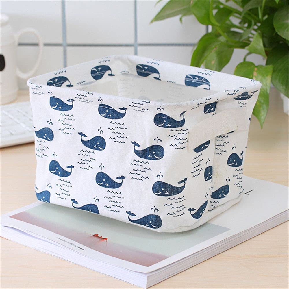 4Pcs Cotton And Linen Cloth Art Storage Basket Cute And Simple Nordic Style Home Cosmetics Sundries Handle Basket Desktop Storage Box(7.87inch)