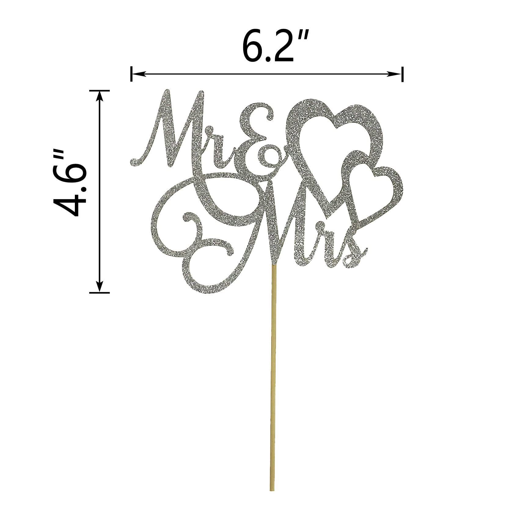 NSHYXXSPY Silver Glitter Mr & Mrs Cake Topper for Bride and Groom Sign Wedding, Engagement, Wedding Anniversary Cake Toppers Decorations