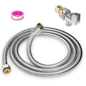 shower hose for handheld high pressure shower heads, 79" extra long shower hose, built-in explosion-proof braided mesh anti-leakage, 304 stainless steel chrome plated, with shower head holder