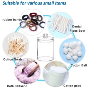 Sackei 2 Pack Qtip Holder Dispenser with Lid, Clear Acrylic q tip Organizer and Storage for Cotton Swabs, Cotton Ball, Floss, Cotton Round Pads, Bathroom Decor Accessories for Vanity Makeup Canister