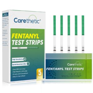 fentanyl test strips - [5 pack] carethetic fentanyl testing strips for testing drugs - fentanyl test kit for powder, liquid & pills | quick & highly sensitive