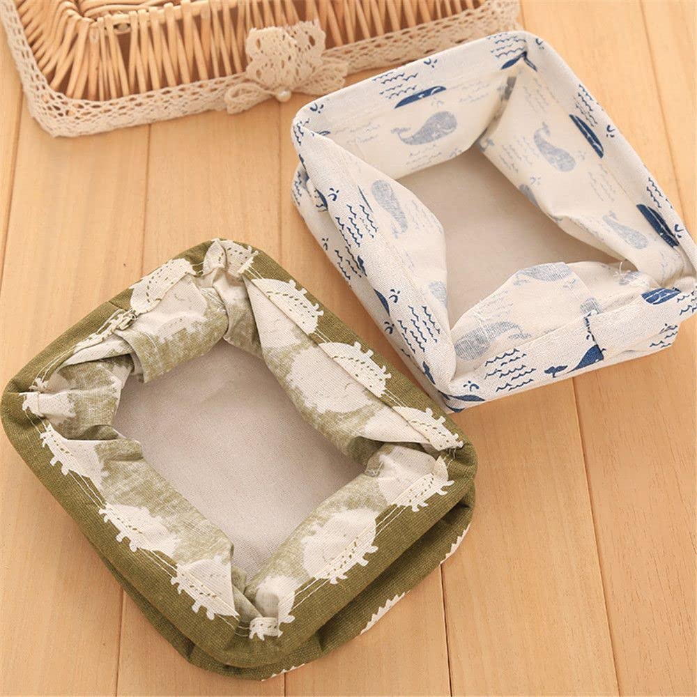 4Pcs Cotton And Linen Cloth Art Storage Basket Cute And Simple Nordic Style Home Cosmetics Sundries Handle Basket Desktop Storage Box(7.87inch)