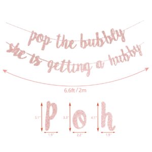 Bachelorette Party Decorations, Bridal Shower, Engagement Banner “Pop The Bubbly She is Getting a Hubby” Wedding Golden Photo Props Bride to be Backdrop Decor Supplies Favors (Rose Gold)