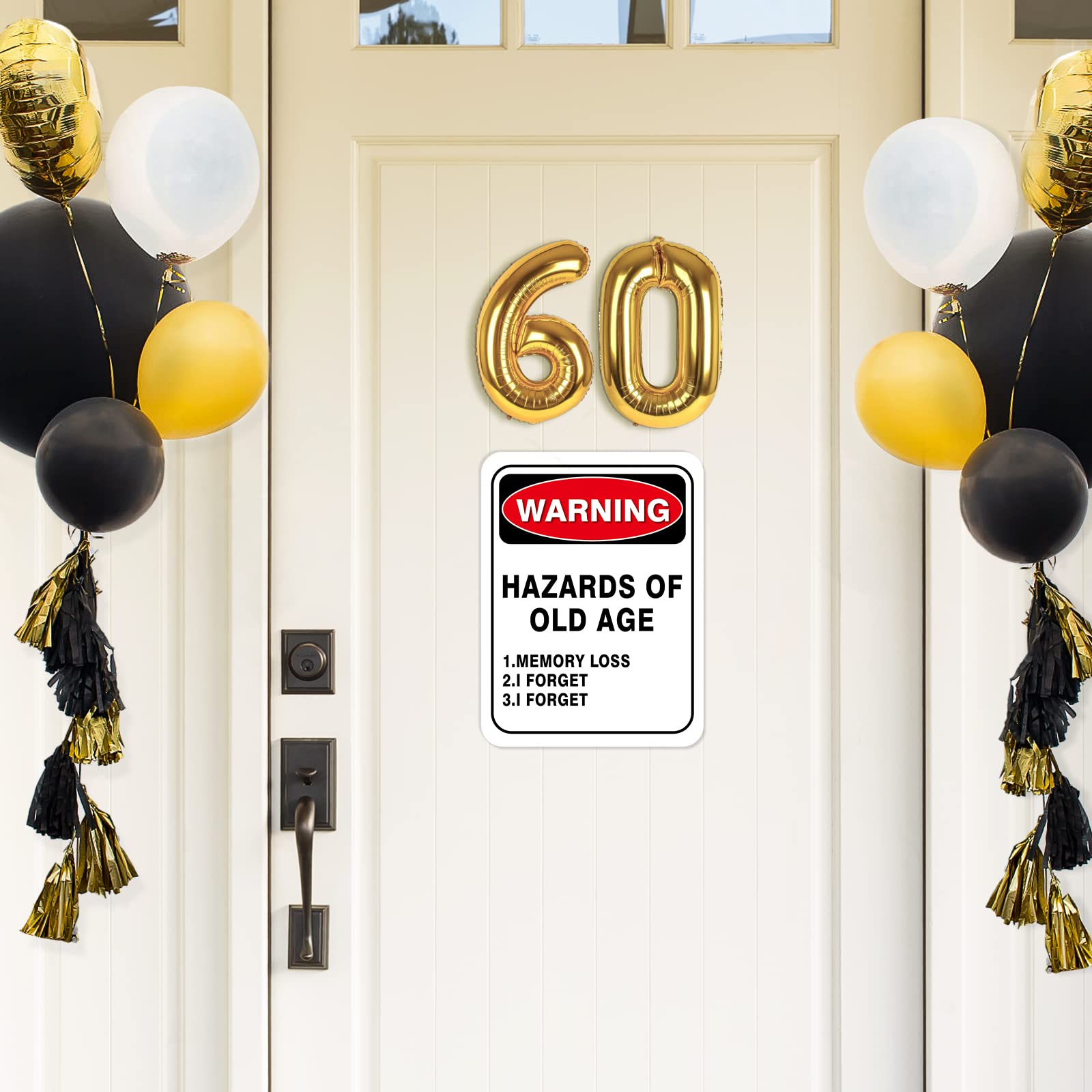 WERNNSAI 60th Birthday Decorations - 9 PCs 60 Years Funny Signs 60s Decorations, 60th Party Yard Garden Banner Table Centerpieces Door Wall Windows Signs Picture Props for Men Women, Happy Bday Old Decor