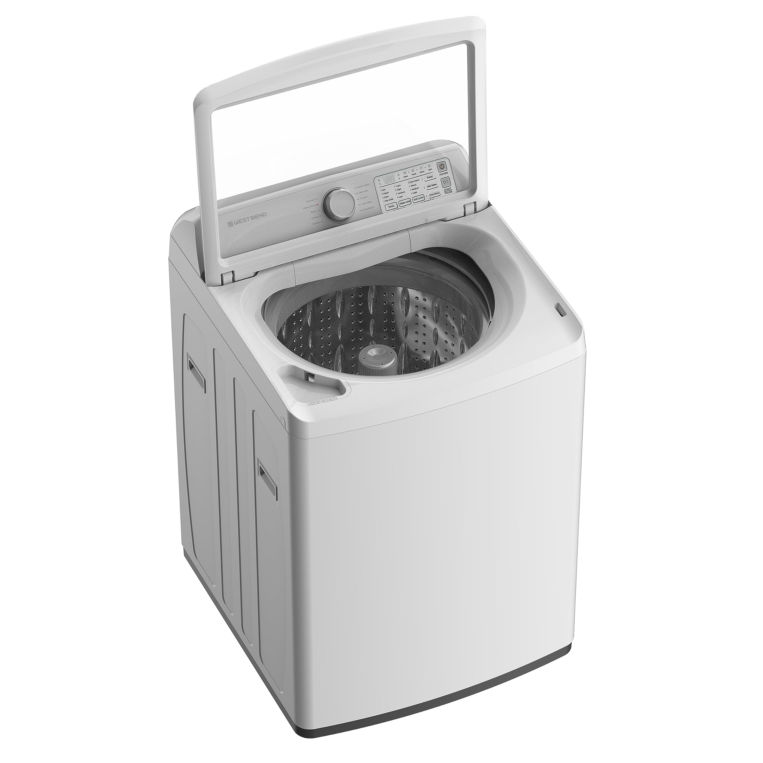 West Bend WB440TLWVW Top-Load Compact Washing Machine, Cu. Ft, 10 Automatic Cycles, Adjustable Water Levels, Temperatures, and Soil Settings, Durable Stainless Steel Drum, 4.4, White, 3.7-Cu.Ft