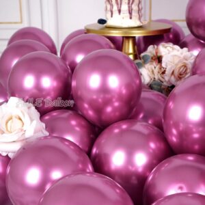 AULE Metallic Hot Pink Balloons 5 inch 50 Pcs Hot Pink Latex Balloons Chrome Helium Shiny Thicken Balloon Perfect Party Decoration for Wedding Birthday Baby Shower Graduation Christmas Carnival