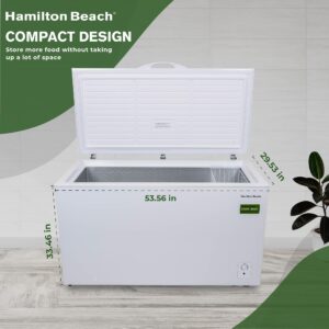 14 cu ft Chest Freezer - White, Large Storage for Families, Space-Saving Flat Back, Front Drain, Garage Ready - By Hamilton Beach