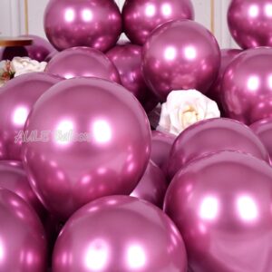 AULE Metallic Hot Pink Balloons 5 inch 50 Pcs Hot Pink Latex Balloons Chrome Helium Shiny Thicken Balloon Perfect Party Decoration for Wedding Birthday Baby Shower Graduation Christmas Carnival