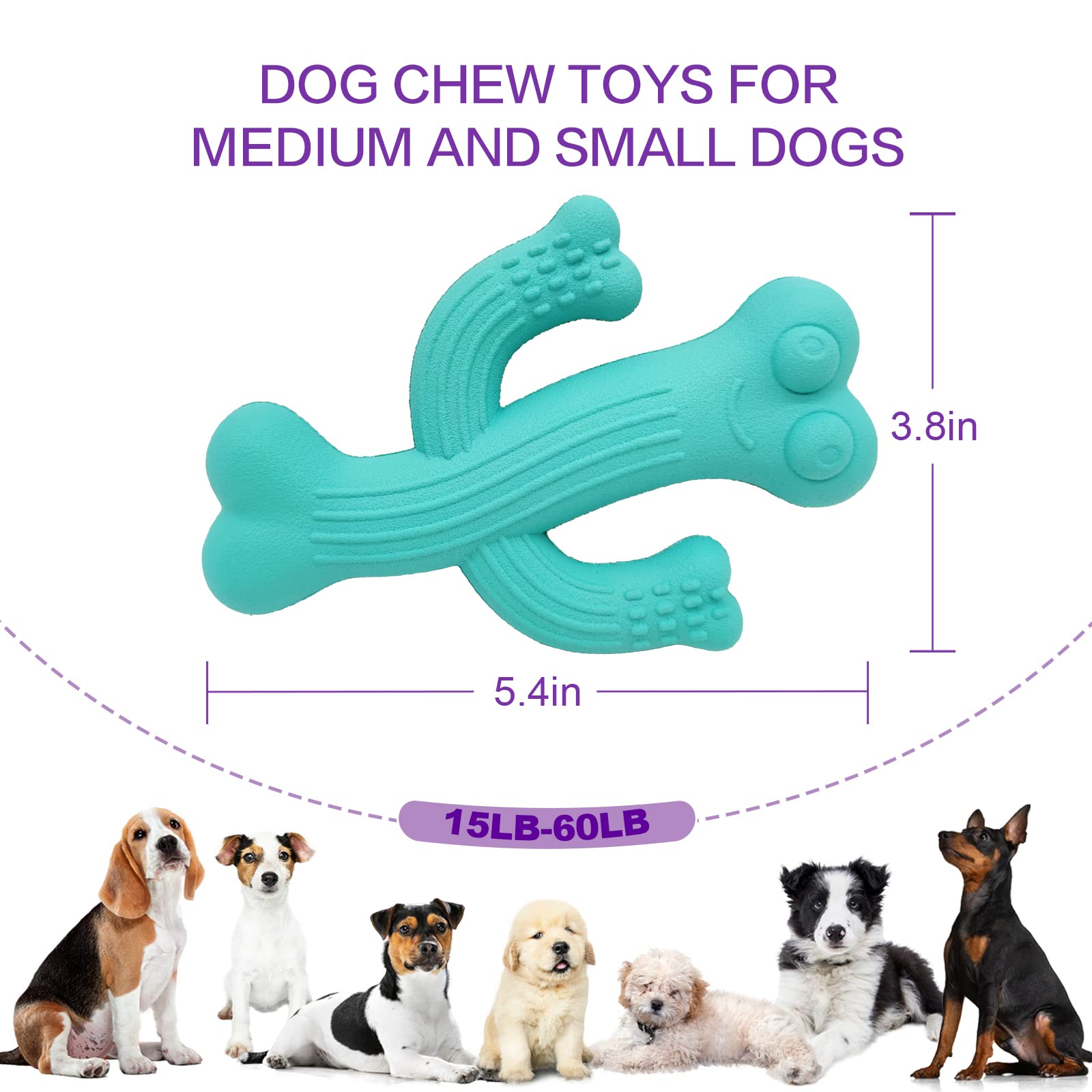 Medlladle Dog Chew Toys Cactus for Aggressive Chewers Small Breed, Indestructible Tough Dog Toys for Puppies Teeth Cleaning, Pet Toy with Durable Natural Rubber