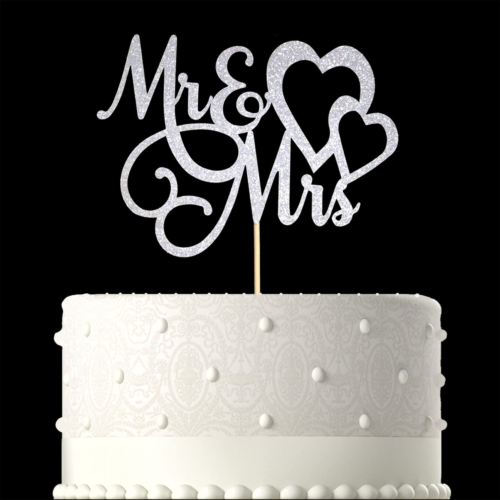 NSHYXXSPY Silver Glitter Mr & Mrs Cake Topper for Bride and Groom Sign Wedding, Engagement, Wedding Anniversary Cake Toppers Decorations