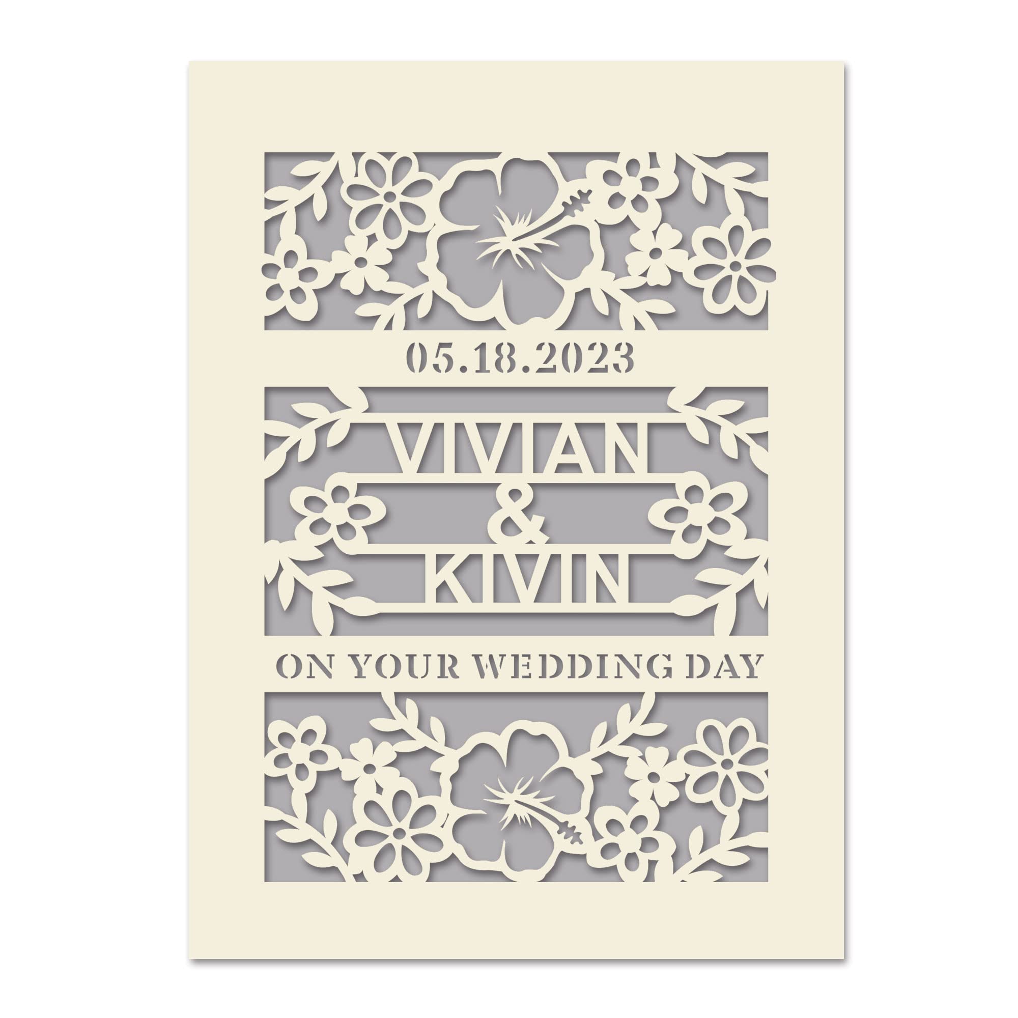 EDSG Personalized Wedding Card for Lover Couples Wedding Greeting Card Gifts Wedding Memory Keepsake Greeting Card for Girl Women Wife Her Anniversary Card for 65th 16th with Envelopes(Gray)