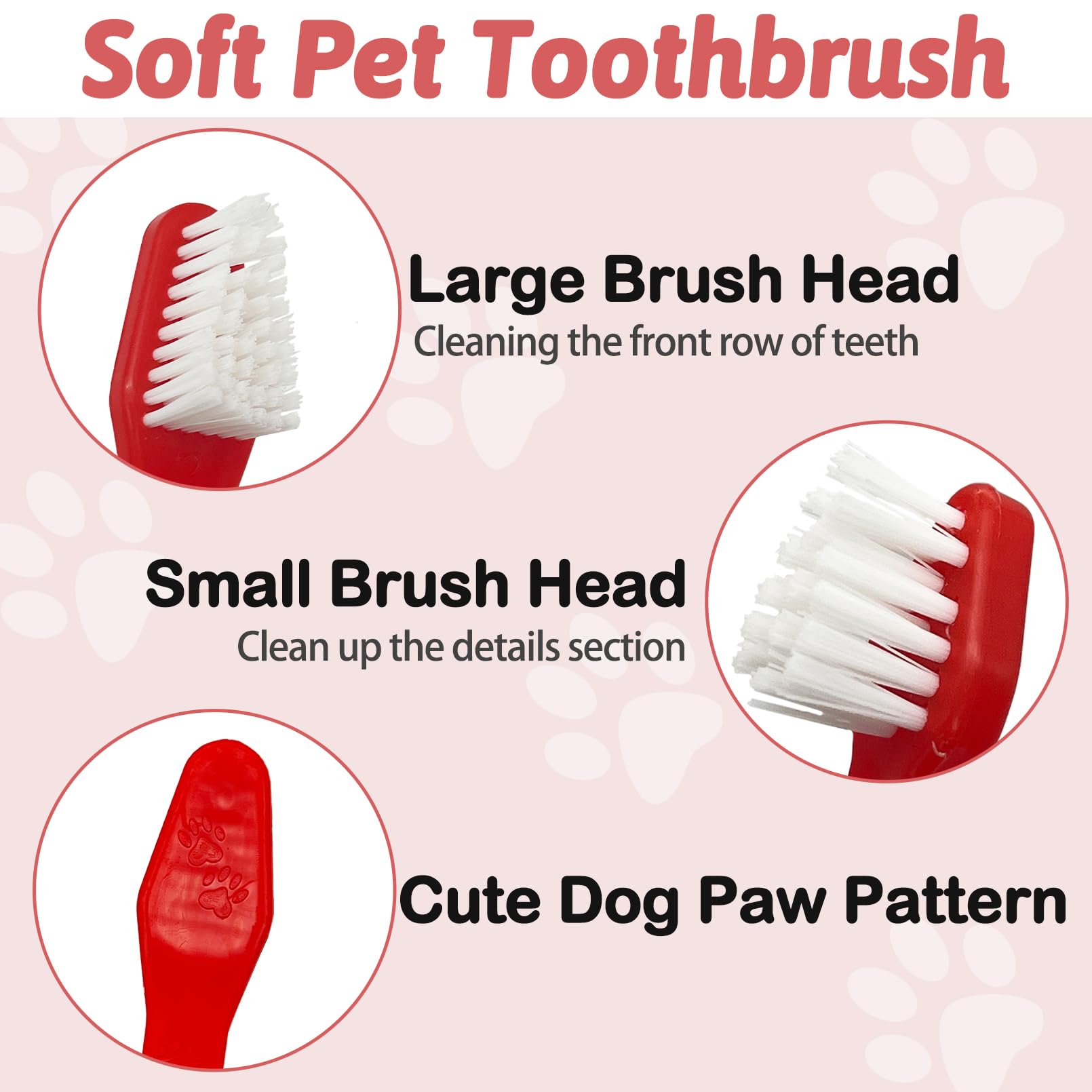 Apatal 100Pcs Dog Toothbrush Dual Headed Puppy Tooth Brushing Kit Long Handle Soft Grooming Pet Dental Brushes Convenient Double Sided for Pets Cat Puppy Teeth Brush Cleaning Oral Care Supplies -Red