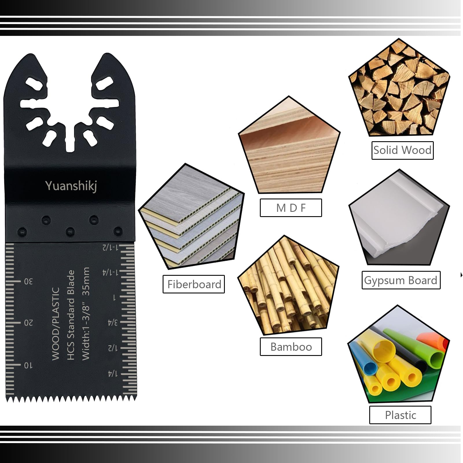 Yuanshikj (50PC,1-3/8") Wood Plastics Universal Oscillating Multitool Saw Blades,Oscillating Tool Blade,Professional Quick Release Durable, Multi Tool Blades Kits