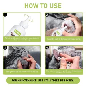 Pjordo Ear Cleaner for Dogs and Cats, 8oz Pet Ear Cleaner Solution, Dog Ear Treatment Helps Reduce Wax, Debris, Odor, Itching, Irritation, Cat Ear Wash Drops with 50pcs Cotton Swabs