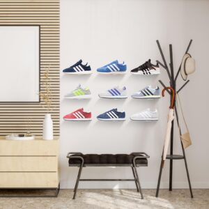 Sumnacon Shoe Shelves 8Pcs Shoe Display Shelves with Screws Clear Acrylic Wall Shoe Shelves for Sneaker Display Show Storage Collection Sturdy Shoe Floating Shelves for Bedroom Hallway Living Room