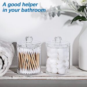 Sackei 2 Pack Qtip Holder Dispenser with Lid, Clear Acrylic q tip Organizer and Storage for Cotton Swabs, Cotton Ball, Floss, Cotton Round Pads, Bathroom Decor Accessories for Vanity Makeup Canister