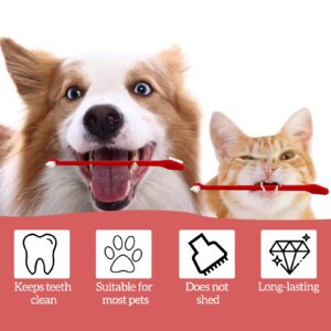 Apatal 100Pcs Dog Toothbrush Dual Headed Puppy Tooth Brushing Kit Long Handle Soft Grooming Pet Dental Brushes Convenient Double Sided for Pets Cat Puppy Teeth Brush Cleaning Oral Care Supplies -Red