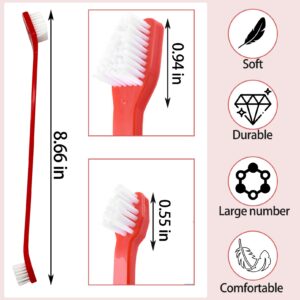 Apatal 100Pcs Dog Toothbrush Dual Headed Puppy Tooth Brushing Kit Long Handle Soft Grooming Pet Dental Brushes Convenient Double Sided for Pets Cat Puppy Teeth Brush Cleaning Oral Care Supplies -Red