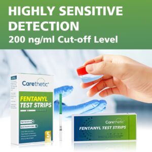 Fentanyl Test Strips - [5 Pack] Carethetic Fentanyl Testing Strips for Testing Drugs - Fentanyl Test Kit for Powder, Liquid & Pills | Quick & Highly Sensitive