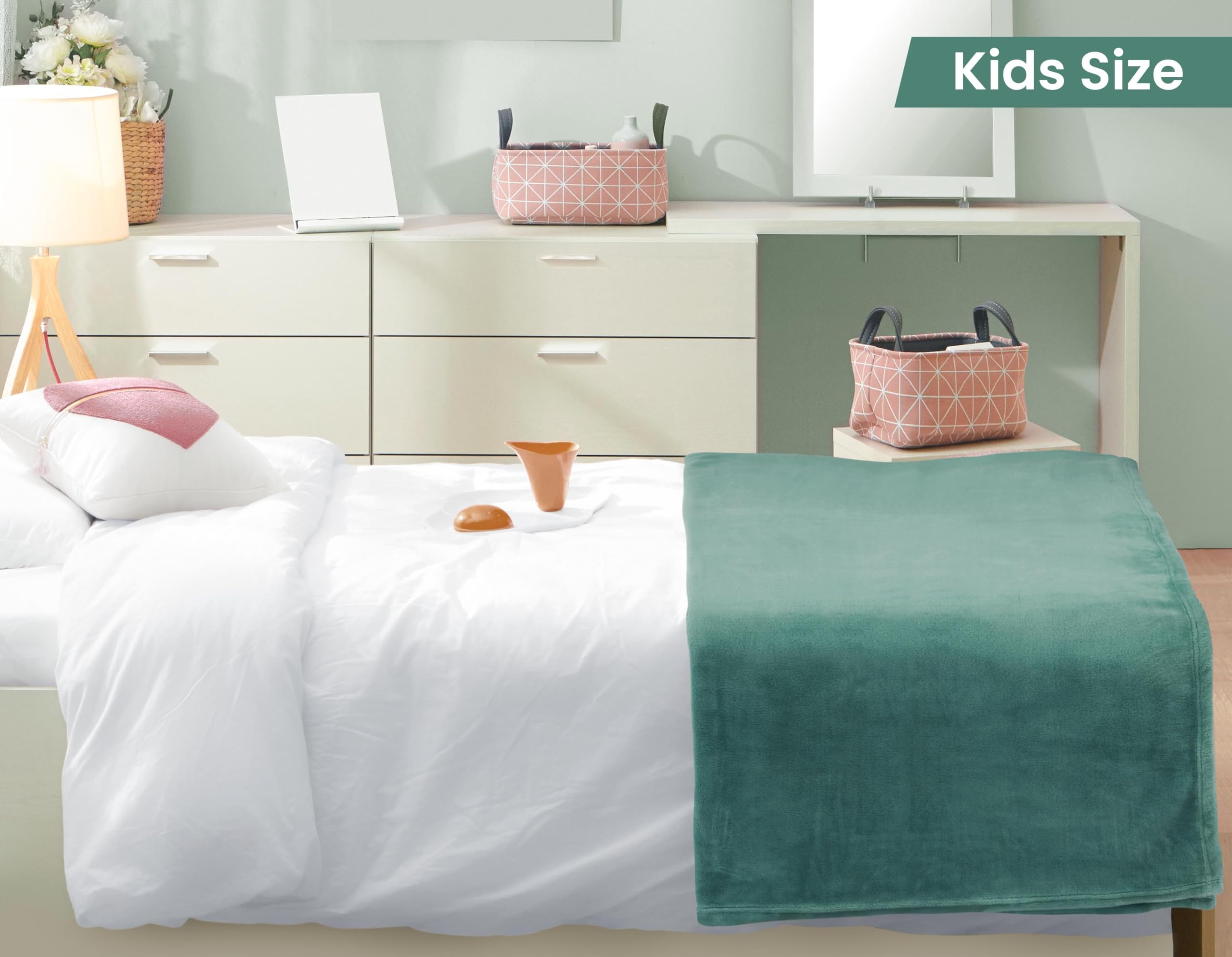 Utopia Bedding Fleece Blanket Kids Size Celadon 300GSM Luxury Blanket for Couch Sofa Bed Anti-Static Fuzzy Soft Blanket Microfiber (43x55 Inches)