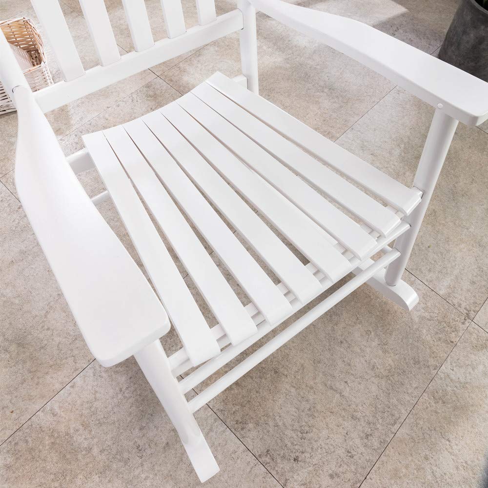 BplusZ Outdoor Rocking Chairs Set of 2 Patio Rocker Furniture for Porch Garden Lawn Indoor Classic Arm Chairs White