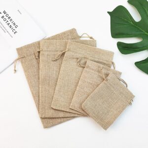 ZISUEX 50PCS Small Burlap Bags with Drawstring,2.7 x 3.5 Inch Linen Bags Brown Burlap Gift Bags with Drawstring for Christmas Wedding Party and DIY Craft Candy Packing