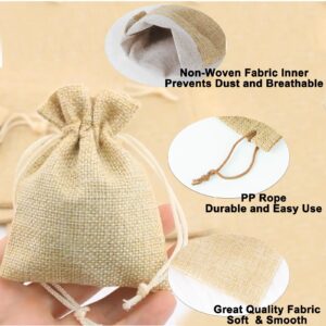 ZISUEX 50PCS Small Burlap Bags with Drawstring,2.7 x 3.5 Inch Linen Bags Brown Burlap Gift Bags with Drawstring for Christmas Wedding Party and DIY Craft Candy Packing