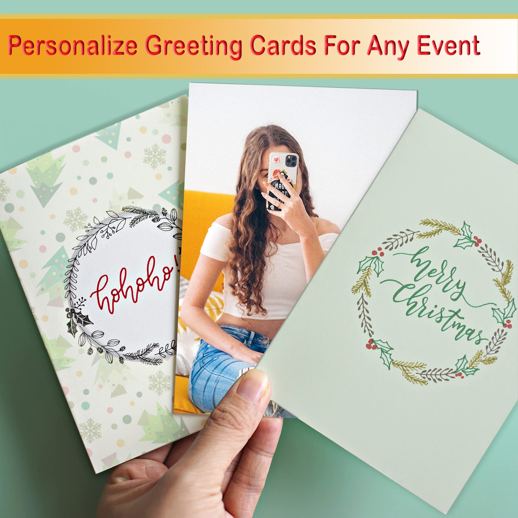 Personalized Greeting Cards with Envelopes - Customized Birthday Cards, Print Photo, Text, Note of Your Choice - Custom Thank You Cards for Christmas, Thanksgiving, or Invitations - USA Made