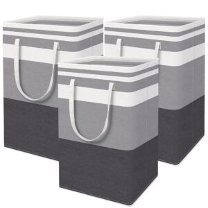 STORAZE 3-Pack Large Laundry Basket,75L Each Waterproof And Freestanding Laundry Hamper, Collapsible Tall Clothes Hamper with Extended Handles for Clothes and Family-Gradient Grey