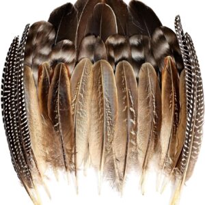 THARAHT 24pcs 4Style Natural Spotted Feathers Guinea Fowl Wing Feathers 6-8 inch Bulk for Craft Clothing Jewelry DIY Decoration Guinea Fowl Wing Feathers