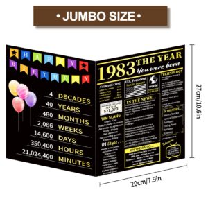 KDVOG 40th Birthday Card Gifts for Women Men, Jumbo 40 Year Old Birthday Gift for Wife Husband, 40th Birthday Card for Him Her, Funny 30 Year Old Birthday Gifts Idea for Friends, Back In 1983