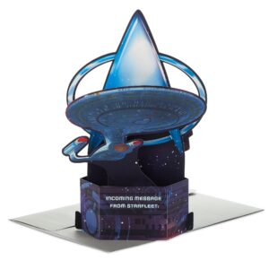 hallmark paper wonder star trek pop up card (message from starfleet) for birthdays, congratulations, graduations